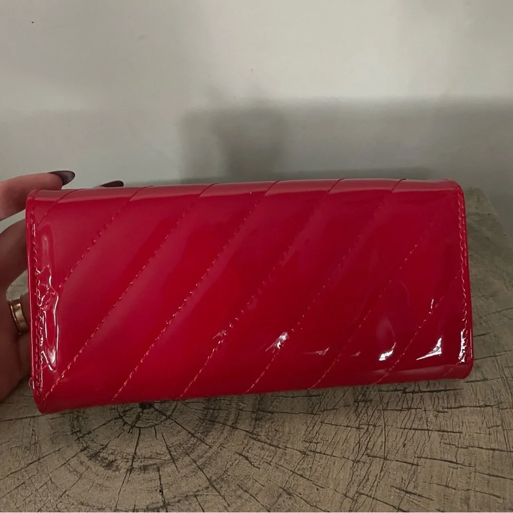 Shiny Red Vegan Leather Wallet